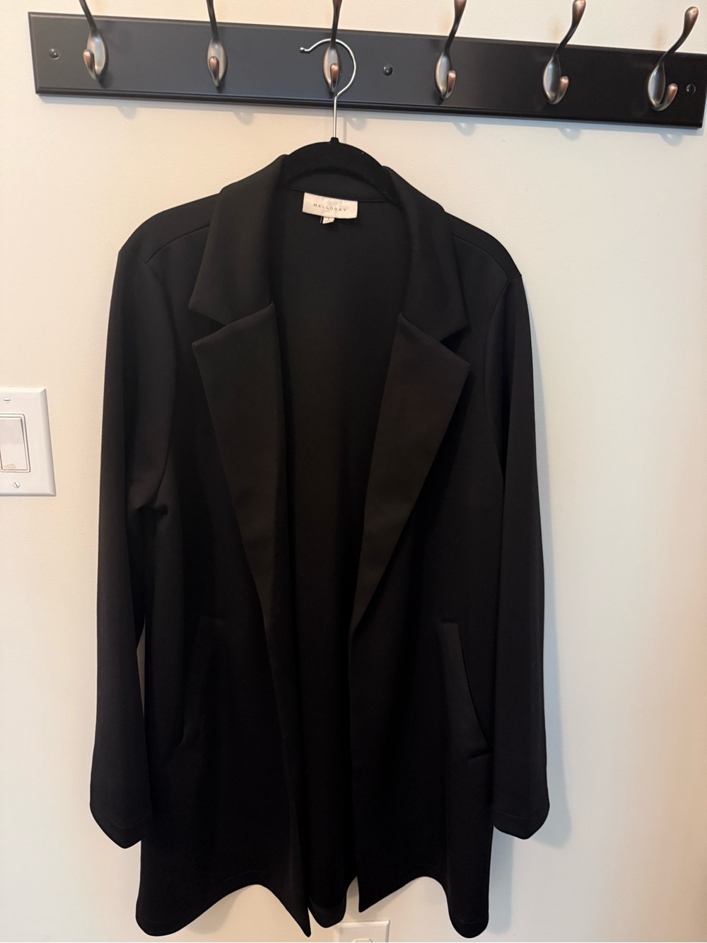 MELLODAY Black Open-Front unstructured Blazer Jacket